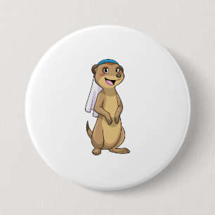 Badge Rond 7,6 Cm Suricate en mariée avec voile