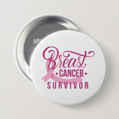 Badge Rond 7,6 Cm Survivant du cancer du sein (Devant & derrière)