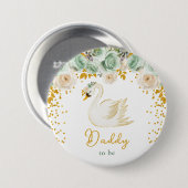 Badge Rond 7,6 Cm Swan Sage Green et Gold Roses papa à être (Devant & derrière)