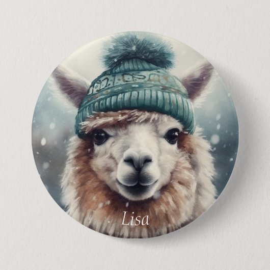 Badge Rond 7,6 Cm Sweet Winter Alpaca, coutume (Devant)