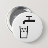 Badge Rond 7,6 Cm Symbole de l'eau du robinet (Devant & derrière)