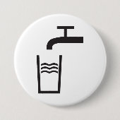 Badge Rond 7,6 Cm Symbole de l'eau du robinet (Devant)