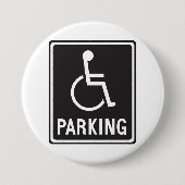Badge Rond 7,6 Cm Symbole de stationnement en fauteuil roulant (Devant)