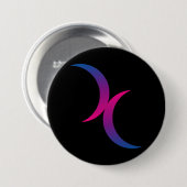 Badge Rond 7,6 Cm Symbole du Bi Double Moon (Devant & derrière)