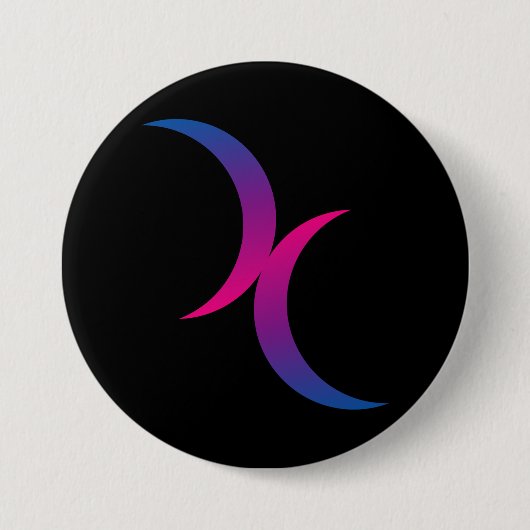 Badge Rond 7,6 Cm Symbole du Bi Double Moon (Devant)