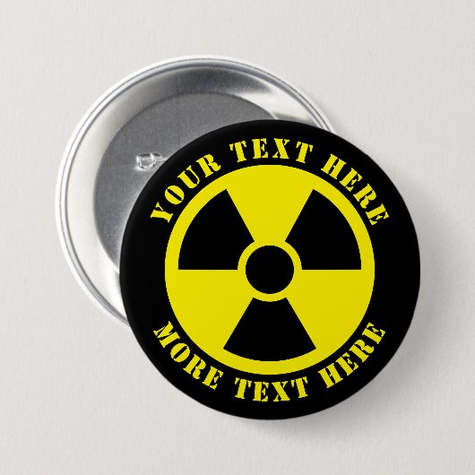 Badge Rond 7,6 Cm Symbole nucléaire radioactif noir et jaune nuage (Devant & derrière)