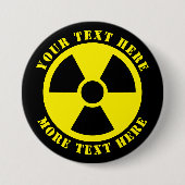 Badge Rond 7,6 Cm Symbole nucléaire radioactif noir et jaune nuage (Devant)