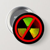 Badge Rond 7,6 Cm Symbole Radioactif Grunge No Nukes (Devant & derrière)