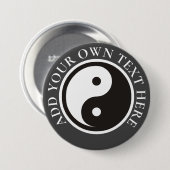 Badge Rond 7,6 Cm Symbole Yin Yang - tatouage solide (Devant & derrière)