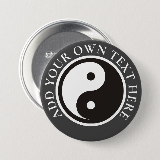 Badge Rond 7,6 Cm Symbole Yin Yang - tatouage solide (Devant & derrière)