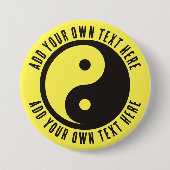 Badge Rond 7,6 Cm Symbole Yin Yang - tatouage solide (Devant)