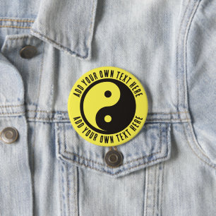 Badge Rond 7,6 Cm Symbole Yin Yang - tatouage solide