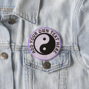 Badge Rond 7,6 Cm Symbole Yin Yang - tatouage solide