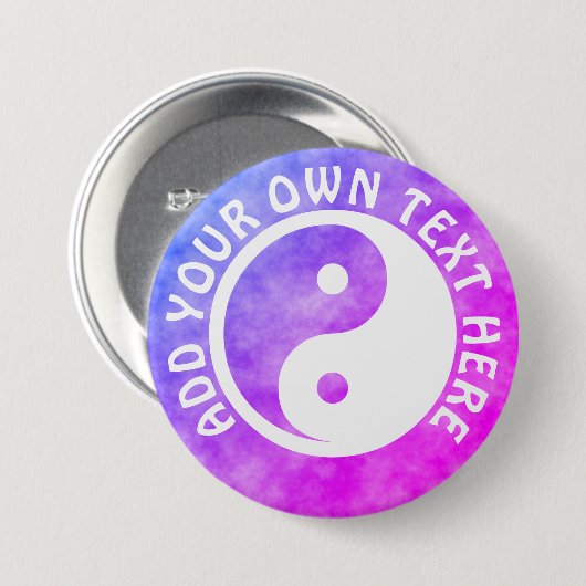 Badge Rond 7,6 Cm Symbole Yin Yang - tatouage solide design 2 (Devant & derrière)