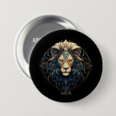 Badge Rond 7,6 Cm SYMBOLE Zodiaque Black Gold moderne Lion Lion Lion (Devant & derrière)