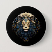 Badge Rond 7,6 Cm SYMBOLE Zodiaque Black Gold moderne Lion Lion Lion (Devant)