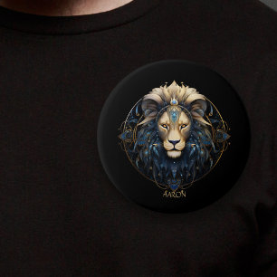 Badge Rond 7,6 Cm SYMBOLE Zodiaque Black Gold moderne Lion Lion Lion