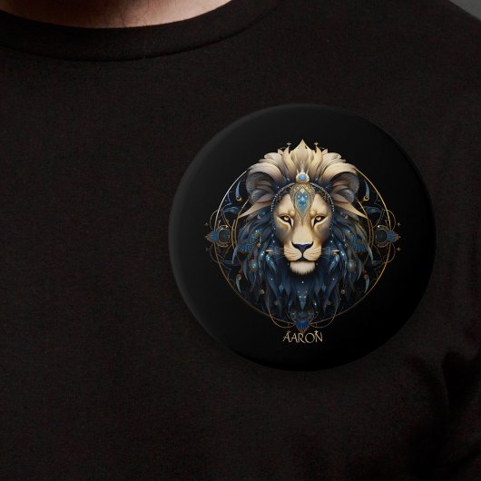 Badge Rond 7,6 Cm SYMBOLE Zodiaque Black Gold moderne Lion Lion Lion