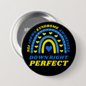 Badge Rond 7,6 Cm Syndrome de Down Parfait Rainbow World à droite (Devant & derrière)