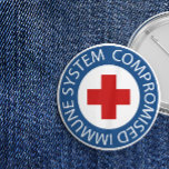 Badge Rond 7,6 Cm Système immunitaire mixte Croix-Rouge<br><div class="desc">Bouton de système immunitaire compromis à l'apparence professionnelle avec texte blanc sur une bordure bleue entourant une croix rouge.</div>