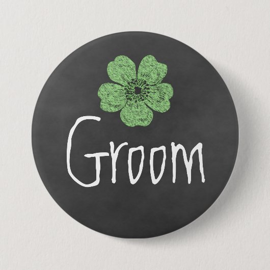 Badge Rond 7,6 Cm Tableau de bord Wild Green Roses Groom (Devant)