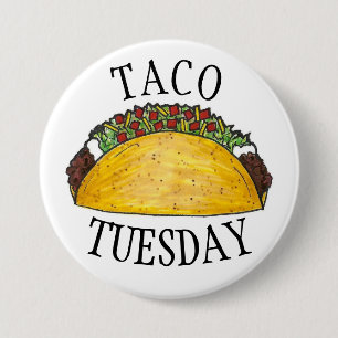 Badge Rond 7,6 Cm TACO MARDI mexicain Tex Mex Food Tacos Foodie