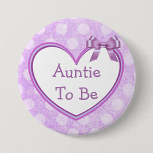 Badge Rond 7,6 Cm Tante à être bouton pourpre de baby shower