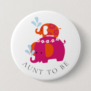 Badge Rond 7,6 Cm Tante d'Baby shower d'éléphant de Mod