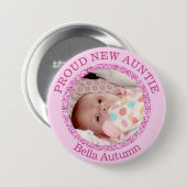 Badge Rond 7,6 Cm Tante fière rose Button de bébé (Devant & derrière)