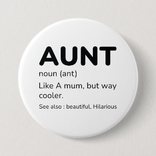 Badge Rond 7,6 Cm Tante Nom