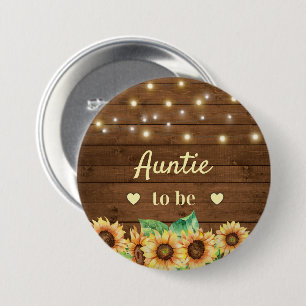 Badge Rond 7,6 Cm Tante pour être nouvelle Tante Rustique Baby showe