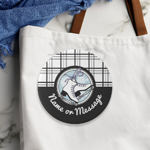 Badge Rond 7,6 Cm Tartan moderne personnalisé Patinage sur glace Pin
