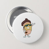 Badge Rond 7,6 Cm Tasse à café avec lunettes de soleil (Devant & derrière)