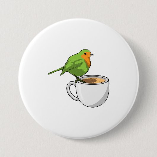 Badge Rond 7,6 Cm Tasse à café oiseau (Devant)