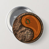 Badge Rond 7,6 Cm Taureau & Cheval de Bois (Devant & derrière)