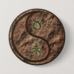 Badge Rond 7,6 Cm Taureau & Chèvre de terre