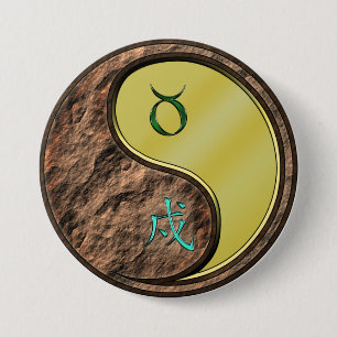 Badge Rond 7,6 Cm Taureau & Chien Métal