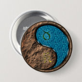 Badge Rond 7,6 Cm Taureau & Dragon d'eau (Devant & derrière)