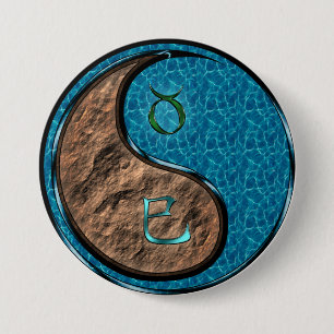Badge Rond 7,6 Cm Taureau & Serpent d'eau