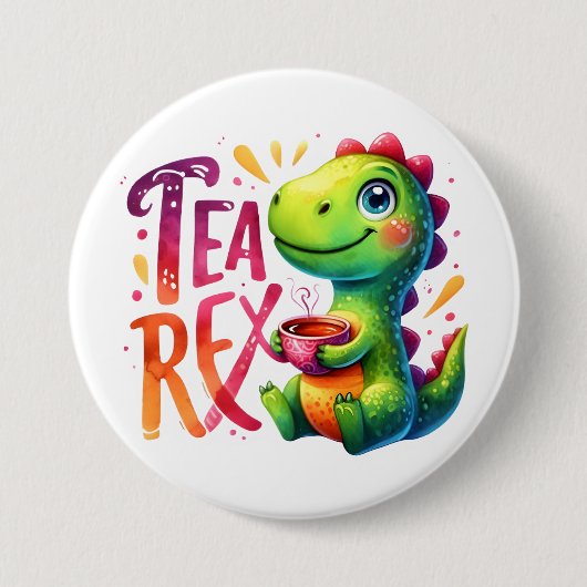 Badge Rond 7,6 Cm Tea Rex Dinosaur (Devant)