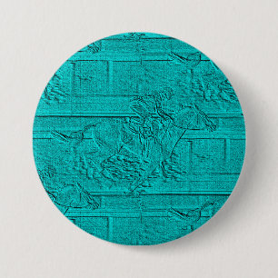 Badge Rond 7,6 Cm Teal a gravé à l'eau-forte la silhouette de cour