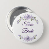 Badge Rond 7,6 Cm Team Bride Floral Button | Bridal Party Favor (Devant & derrière)