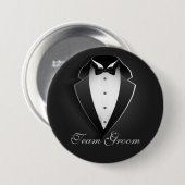 Badge Rond 7,6 Cm Team Groom Classy Tuxedo (Devant & derrière)