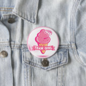Badge Rond 7,6 Cm Team Pink Ice Cream Genre Revela (En situation)