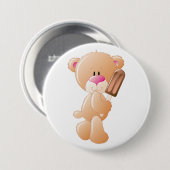 Badge Rond 7,6 Cm Teddy Bear Holding Chocolate Ice Cream Popsicle (Devant & derrière)
