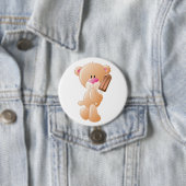 Badge Rond 7,6 Cm Teddy Bear Holding Chocolate Ice Cream Popsicle (En situation)