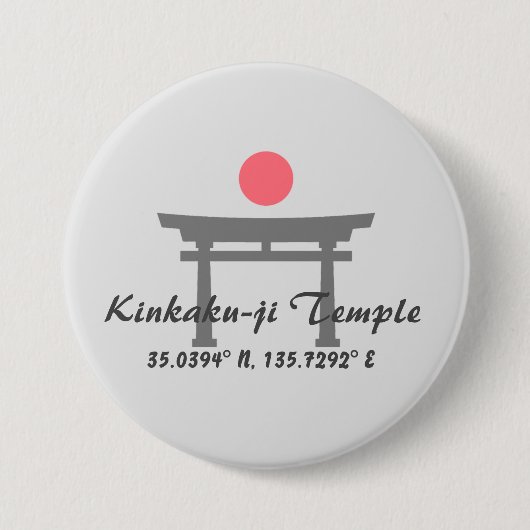 Badge Rond 7,6 Cm Temple Kinkaku-ji Latitude Longitude (Devant)