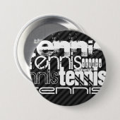 Badge Rond 7,6 Cm Tennis ; Gris Noir & Sombre (Devant & derrière)