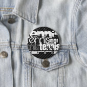 Badge Rond 7,6 Cm Tennis ; Gris Noir & Sombre (En situation)