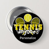Badge Rond 7,6 Cm Tennis Qui Que Ce Soit ? | jaune (Devant & derrière)